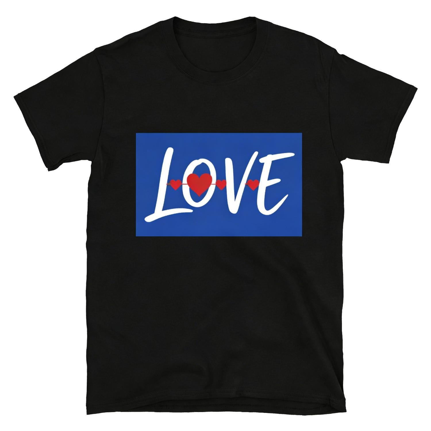 Romantic Heart Print Black Cotton Casual T Shirt for Valentine's Day