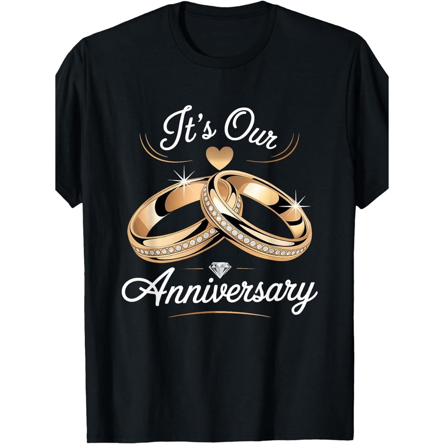 Our Wedding Anniversary TShirt for Couples Men and Women Black Crew Neck Comfortable Gift for Christmas and Plus Size