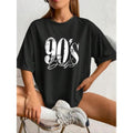 Casual Women's Letter and Figure Print Drop Shoulder T Shirt with Half Sleeves and Round Neck for Summer Daily Wear Vacation and Outing Tops