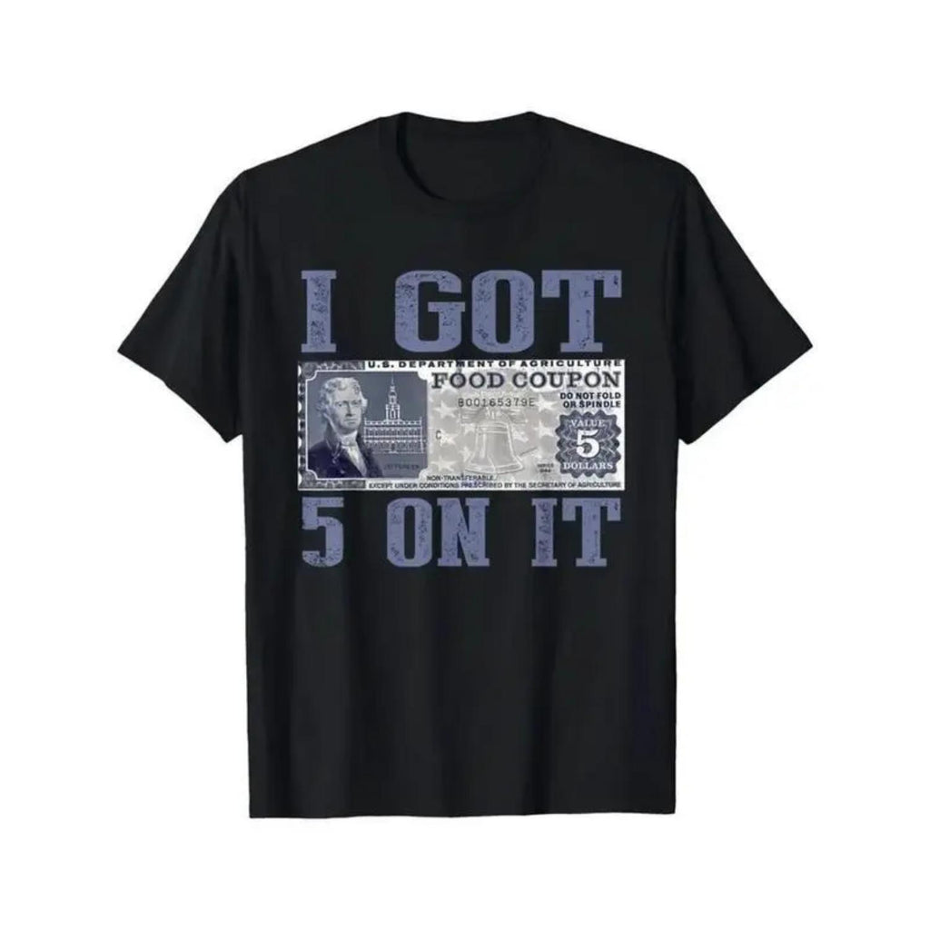 Cotton Loose Fit Graphic T-Shirt with Vintage Currency Print Streetwear Design Black Casual Short Sleeve Tee for Casual Wear and Holiday Gifts
