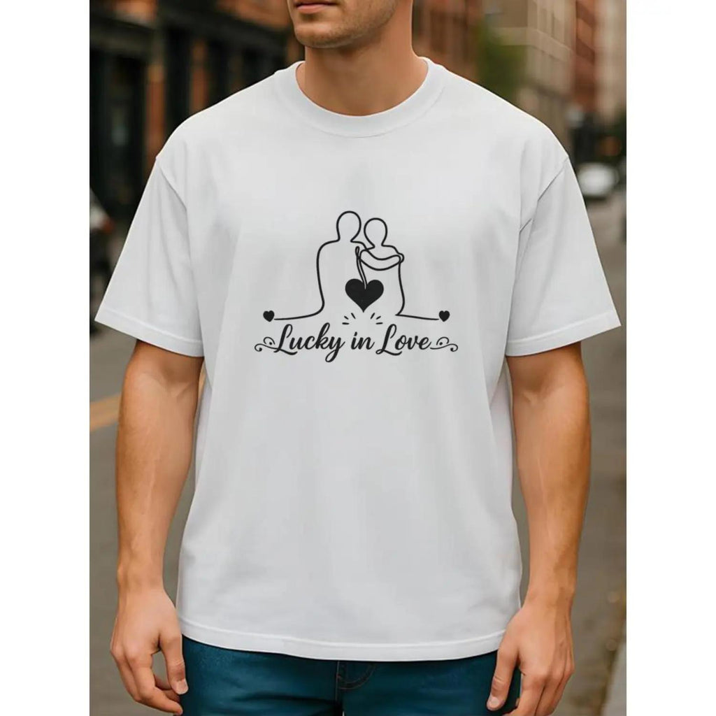 Romantic Couple Embrace Print Men's TShirt Casual Stylish Ideal for Pairing