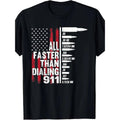 Premium 100 Cotton American Flag Gun Lover T Shirt Ideal Golf Gift for Men and Women Faster Than Dialing 911