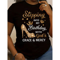 Women's Birthday High Heel Shoes and Heel Letter Print Casual Short Sleeve Round Neck T-Shirt for Spring Summer and Fall Outfits