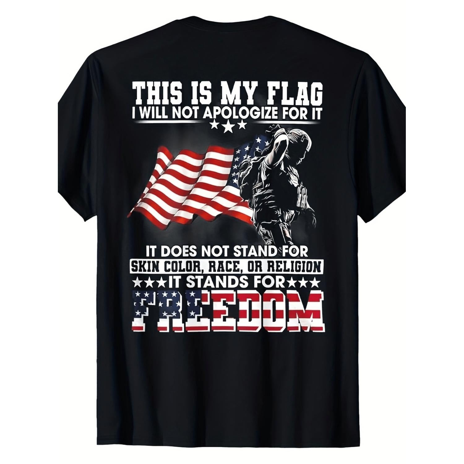 This Is My Flag I Will Not Apologize For It T Shirt Bold American Flag Graphic and Muscle Silhouette Ideal for Patriotic Events Freedom Celebrations and Daily Wear