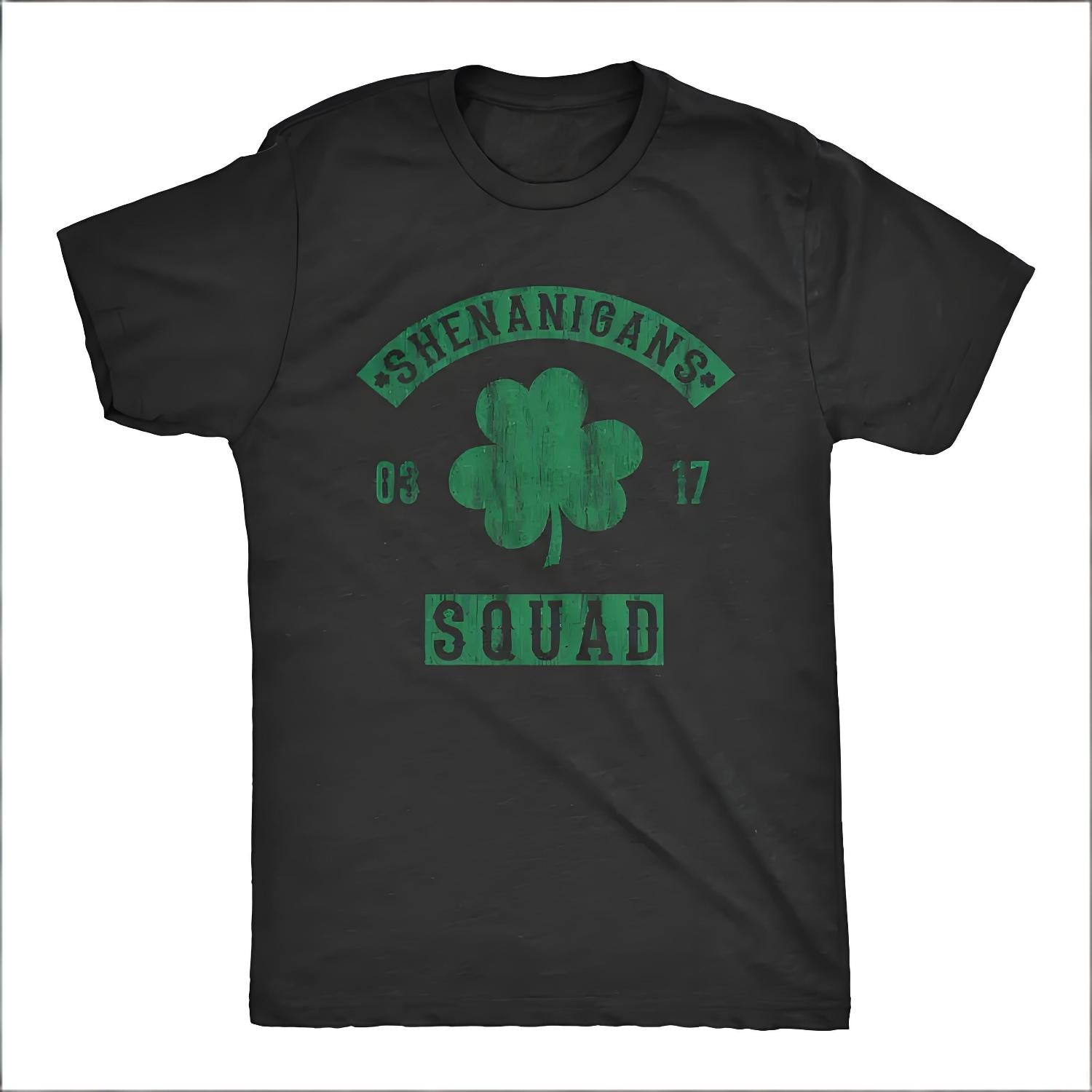 Shenanigans Squad T Shirt Funny St Patricks Day Clover Graphic Tee Unisex Pure Cotton Vintage Style Top Classic Saint Paddy s Day Apparel Humorous Drinking Themed Fashion Gift