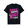 Plus Size Women's T-Shirt 0XL to 5XL Featuring Baddie Shot O Clo Funny Drinking Pattern Short Sleeve Black and Pink Geometric Design