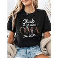 Womens Gl¨¹ck Ist Eine Oma Zu Sein German Grandma Saying T Shirt Floral Oma Design Short Sleeve Round Neck Casual Top Perfect Mother S Day Gift for Grandmothers Trendy Ripped Denim Style Hem