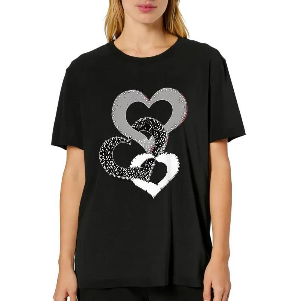 Women's Valentine's Day Heart Print Round Neck Short Sleeve Casual Blouse Ideal for Spring Summer and Year-Round Wear Machine Washable Daily Top