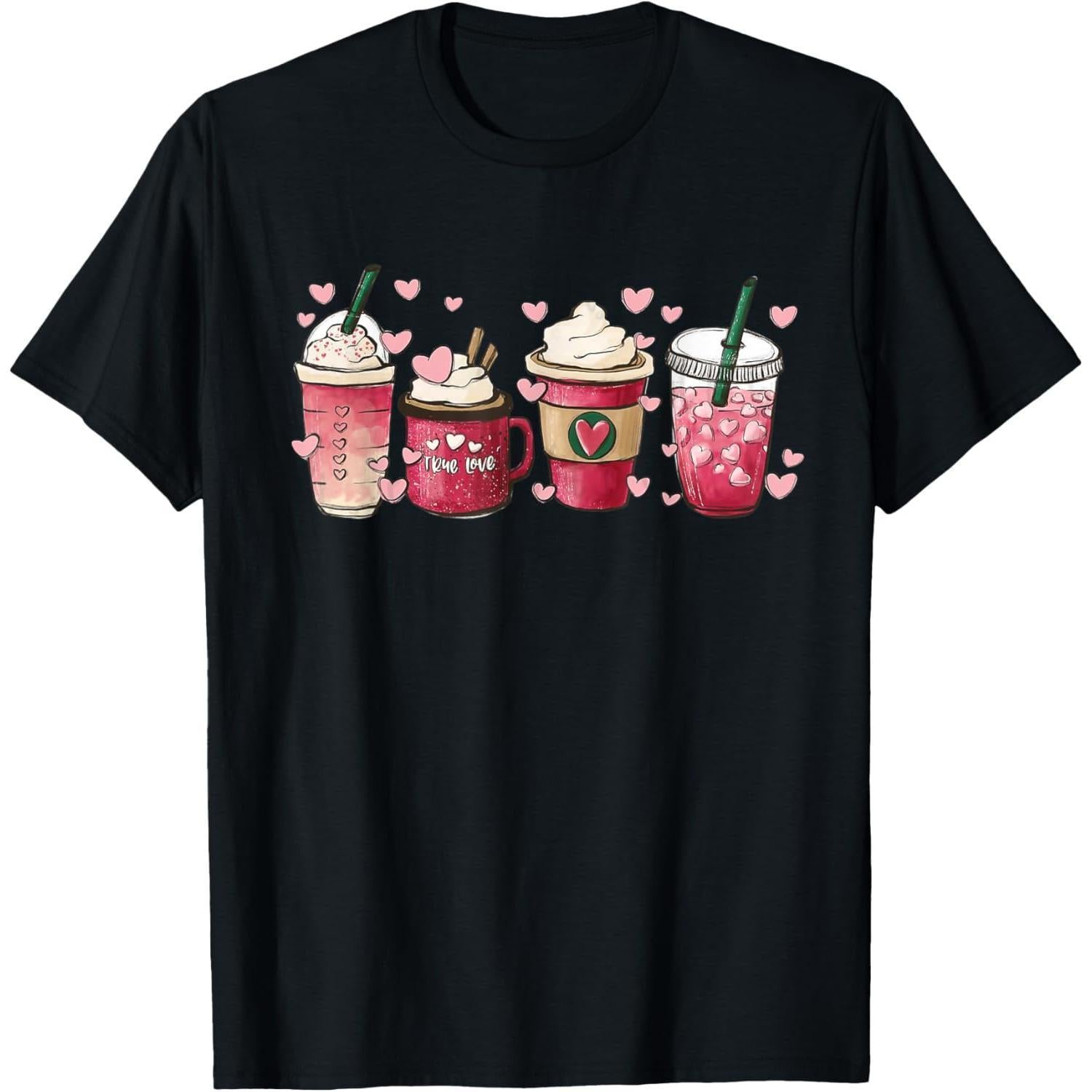 Valentine Coffee Heart Iced Coffee Lover T Shirt