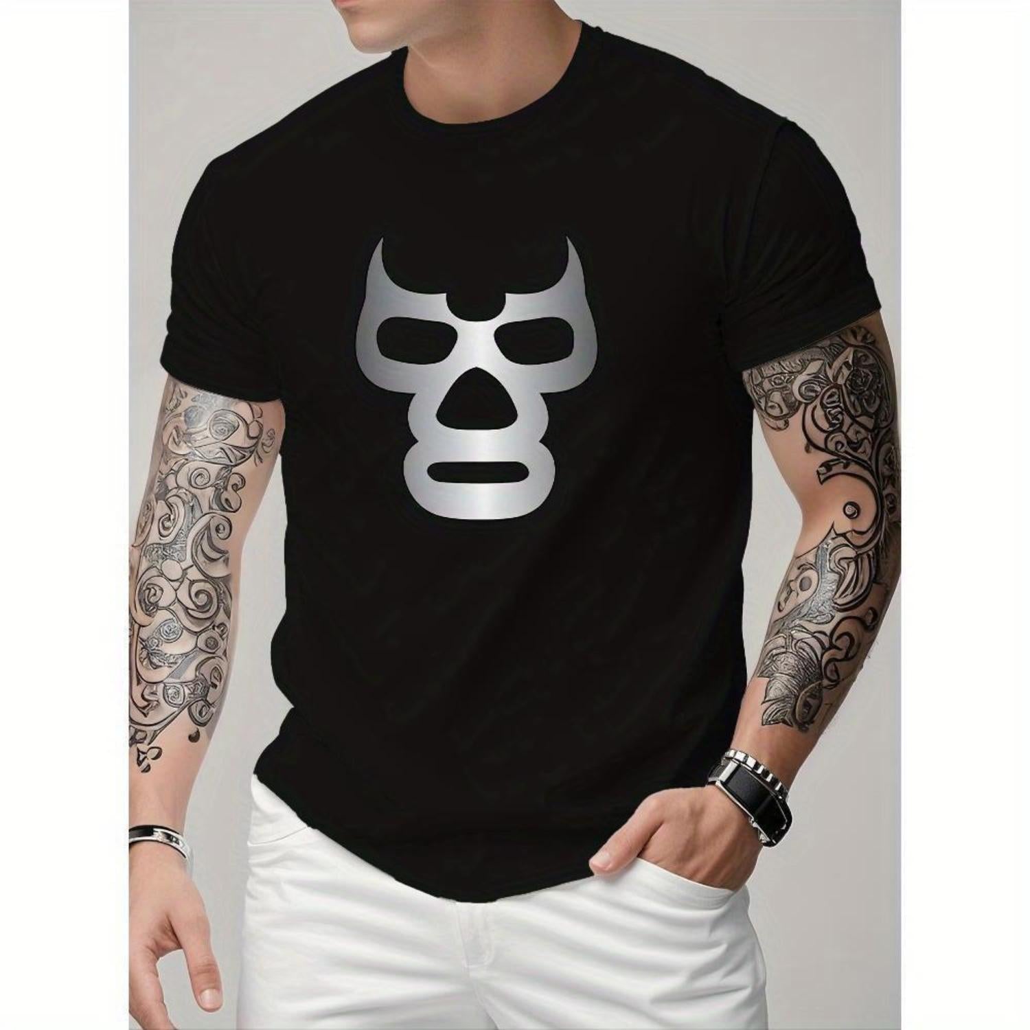 Men's Fully Printed Short Sleeve T Shirt for Summer Casual Wear with Crew Neck Polyester Light Breathable and Fashionable Coverage for Outdoor Activities