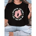 Humorous Sorry My Boyfriend Loves Me Slogan Plus Size Women's TShirt with Cowboy Boot Graphic Vibrant Orange Casual Short Sleeve Spring Summer Outfits