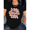 Plus Size Womens Humorous Graphic T Shirt in My Godmother Era Black Pink Lettering Casual Birthday Gift Suitable for Daily Wear Machine Washable