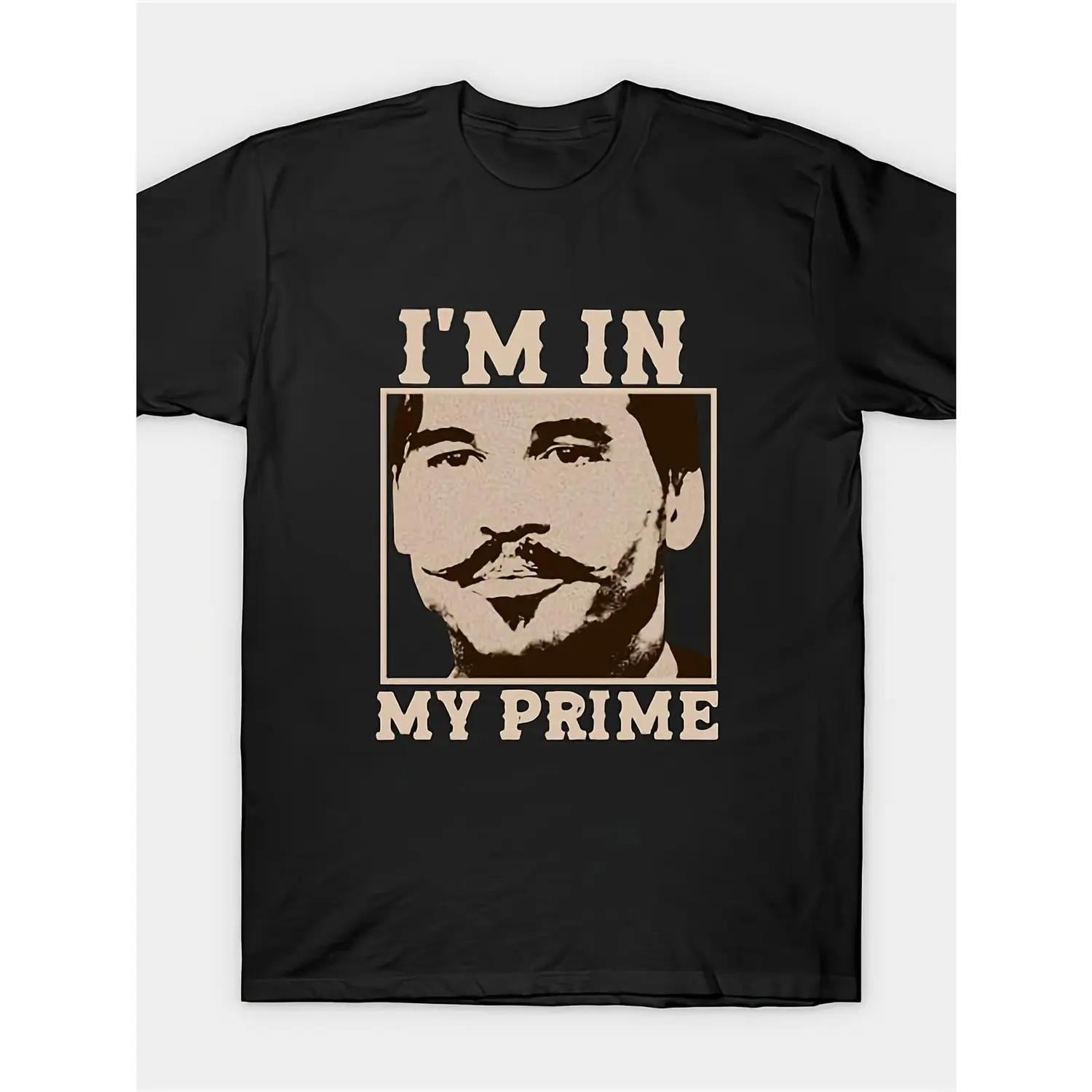 Vintage Print T-Shirt Featuring Doc Holiday I Am In My Prime from Tombstone A Classic Fit Casual Short Sleeve Crew Neck for Men and Boy
